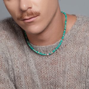 Collar donuts de amazonita y acero